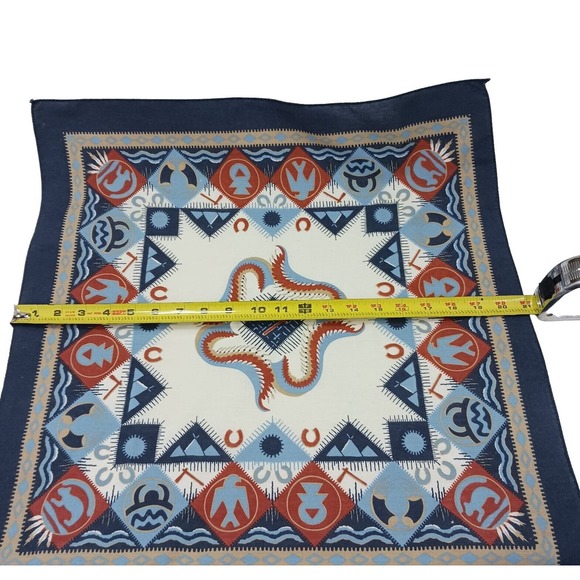 Vntg USA MADE Aztec Bandana COTTON Southwestern West Handkerchief Arizona Native - Picture 3 of 13